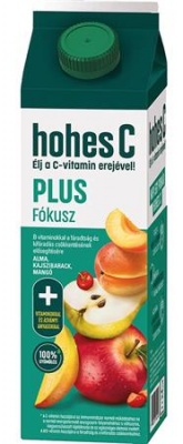 Gyümölcslé, 100%, 1l, HOHES C "Plus Fókusz", alma-kajszibarack-mangó