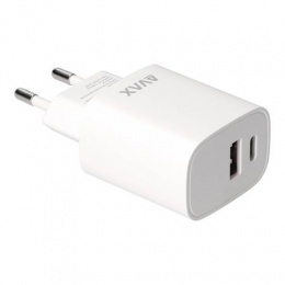 Hálózati töltő, USB-A + USB-C, 20W, AVAX "CH320 Speedy", fehér